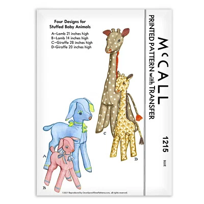 Lamb Giraffe Baby Stuffed Animals Toy 1215 Sewing Pattern McCall s Vintage - Image 1 of 2