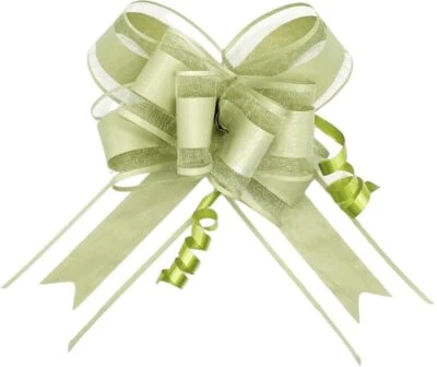 20 PIEZAS 50mm Verde Oliva Grande Organza Tirar Arco Envoltura de Regalo Cintas de Arco Tiradas Foto 1 de 3
