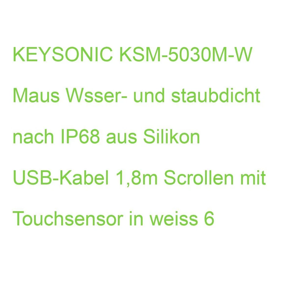 KEYSONIC KSM-5030M-W Maus Wsser- und staubdicht nach IP68 aus Silikon USB-Kabel - Bild 1 von 2