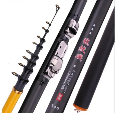 Cañas de pescar giratorias cañas de pescar telescópicas de roca carpa fibra de carbono 3,6 m-6,3 m Foto 1 de 4