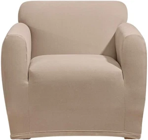 Form Fit Stretch Morgan Chair Box Cushion Slipcover - One Piece Polyester/Spande - Picture 1 of 5