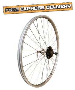 Baldys 700c Rear Silver Hybrid Bike Wheel 5 Speed Quick Release Alloy Hub - Picture 1 of 11