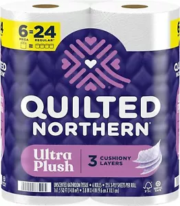 Quilted Northern Ultra Plush Toilet Paper, 6 Mega Rolls =24 Regular Rolls, 3-Ply - Picture 1 of 9