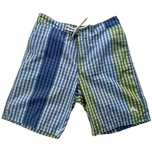 TOMMY BAHAMA Swim Trunks Men's Size M Blue Orange Check Swimwear Board Shorts - Picture 1 of 11