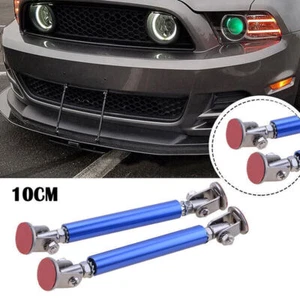 Blue 10cm Adjustable Front Bumper Lip Splitter Strut Rod Tie Support Bar Spoiler - Bild 1 von 6