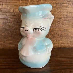 Vintage 50s Pig Ceramic Pink & Blue Creamer Pitcher Decor - Kitsch - Picture 1 of 6