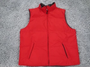 Eddie Bauer Vest Men XXLT Red Gray Reversible Goose Down Full Zip Pockets Puffer - Picture 1 of 14