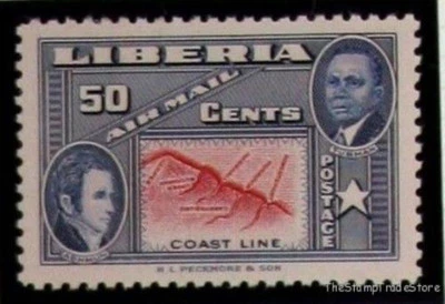 Inverted Centre Rare Error Vintage Postage Stamp Liberia Africa SC69V Map MNH - Image 1 of 3