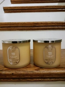 BATH AND BODY WORKS BBW PARIS CAFE COFFEE SHOP CANDLES 3 WICK LOT OF 2 NEW 2022 - Imagen 1 de 7