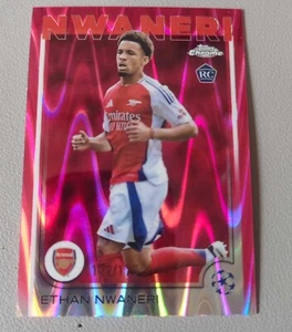 Ethan Nwaneri 2024-25 Topps Chrome UEFA Neon Pink RayWave Refractor 122/175 RC - Bild 1 von 2