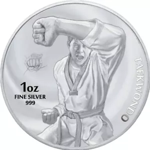 Taekwondo 2022 1 oz Plata Pura Ronda BU - KOMSCO Corea del Sur - Imagen 1 de 2