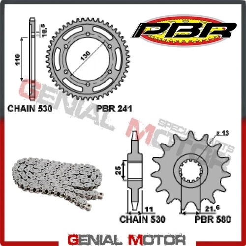EK2842G Chain and Sprockets Kit 16 / 45 / 530 PBR YAMAHA YZF-R6 2006 > 2019 — 第 1/2 张图片