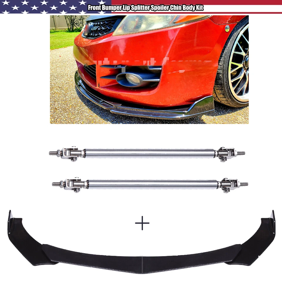 For Chevrolet Malibu Front Bumper Spoiler Lip Splitter Body Kit Glossy Black - Image 1 of 4