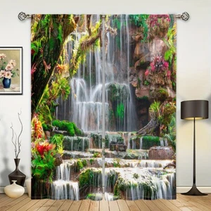 2pcs Waterfall Forest Scenery Printed Curtain for Youth Bedroom,Living Room - Picture 1 of 11