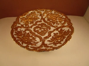 Vintage G656 Gold überzogen Blumen Rosen Porzellan Deko Schale Schale - Bild 1 von 14