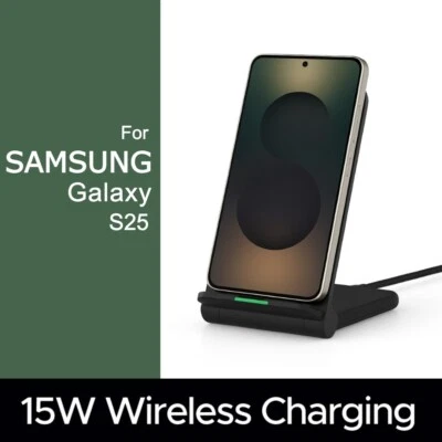 Wireless Charging Stand Dock 15W Fast Charge Charger for Samsung Galaxy S25Ultra Foto 1 de 4