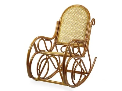 SK NEW INTERIORS Wickerix Milano Rocking Chair, Natural Rattan Wicker Hadmade, Colonial color