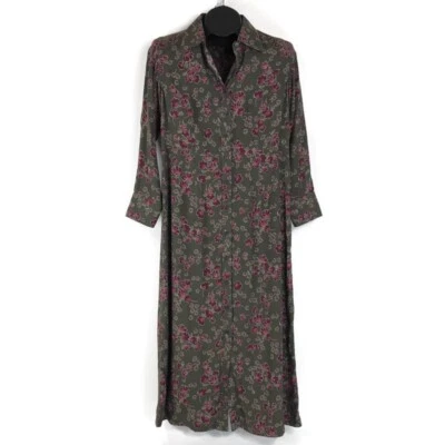 Maxi Camisa Vestido Floral Eddie Bauer Para Mujer Pequeña Pequeña Oliva Rayón Cottagecore Foto 1 de 4