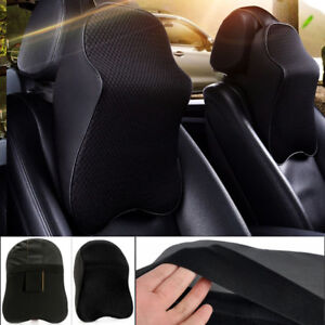 Black Auto Seat Headrest Pad Memory Foam Pillow Head Neck Rest Support Cushion