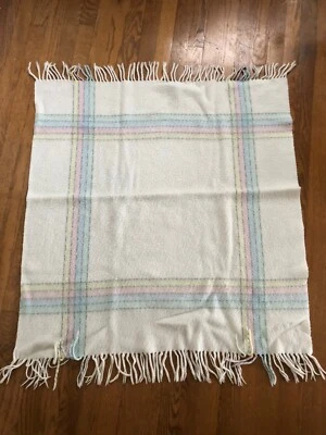 "Manta bebé Jacobsons pastel a cuadros flecos acrílico elegante suave 40 X 36"" de colección" Foto 1 de 4