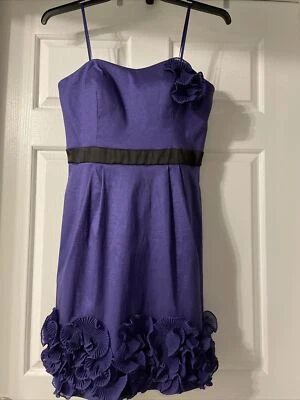 Nuevas Etiquetas Vestido MAX AND CLEO Azul Profundo/Púrpura Volantes Cóctel/Formal/Producción 12 Foto 1 de 4
