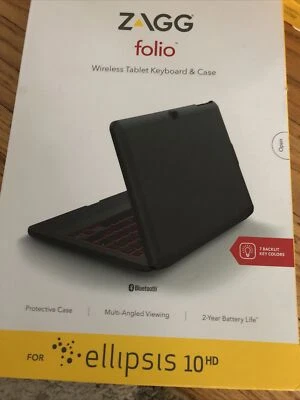 ZAGG Folio Series Wireless Tablet Keyboard and Case for Ellipsis 10 HD - NEW - Image 1 of 4