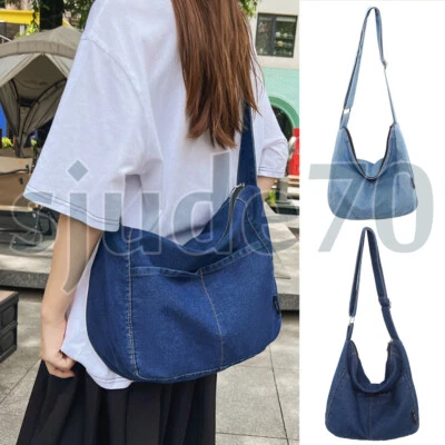 Mujeres Vintage Denim Bandolera Bolso de Hombro Bolsos de Mano Bolso Jean Cartera Hobo Cartera Foto 1 de 4