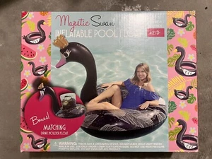 ✅️ Galleggiante Piscina Gigante Sun Pleasure Co Gonfiabile Maestoso Nero Cigno + Galleggiante Bevande - Foto 1 di 2