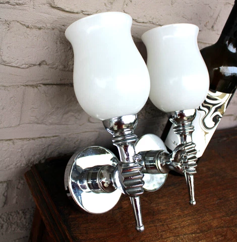 PAIR Mid century brass chrome maison jansen hand form wall lights sconces rare Cover