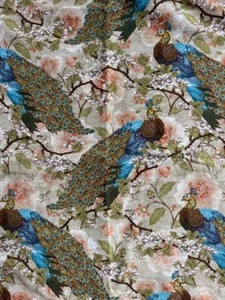 94" x 43" Springs Creative CP53589 Indian Peacock Floral Suzanne Nicoll Fabric - Picture 1 of 7