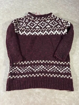 Suéter Zara tejido para mujer manga larga cuello redondo granate blanco mediano Foto 1 de 4