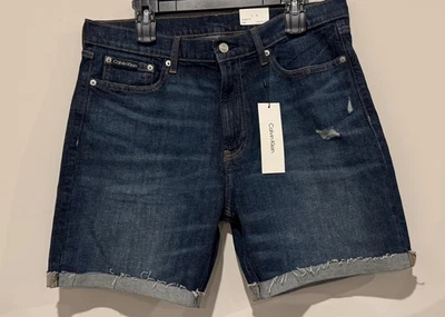 Pantalones Cortos Denim Envejecidos Calvin Klein Para Hombre Miami Azul Lluvia Calce Recto 34 Nuevos con Etiquetas Foto 1 de 2