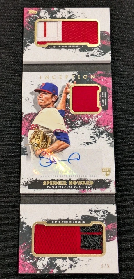 2021 Topps Inception Spencer Howard RED ROOKIE AUTO 3 /5 Patch BOOKLET Phillies - Image 1 of 4