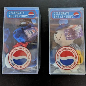 Rare Bear Celebrate The Century Pepsi Bear #4190 #2036 White Blue Cases 2 Set - Picture 1 of 24