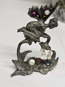 Hübsche Zinn Wald Fee Statue mit Perlen und Kristallen Figur  - Bild 1 von 5