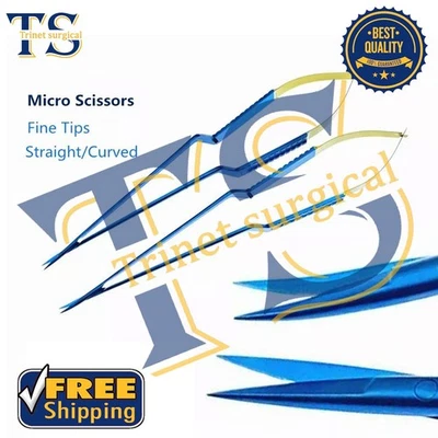 2pcs Titanium coated Micro Scissors 11mm Blades Neurosurgery Instruments - Image 1 of 4