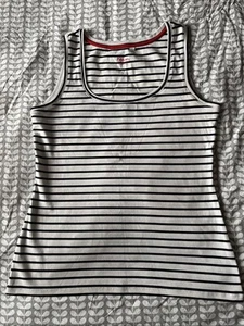 Ladies Boden Vest Top - White & Navy Stripe - Size Medium - Picture 1 of 4