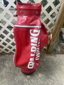 Spalding Golf Red And White Leather Pro Shop Display Staff Bag Vtg 1993 - Picture 1 of 14