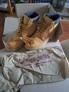 Clifford James Tan Buffalo Leather Boots Men's UK Size 8 42 Euro Gold Hightop. - Picture 1 of 11