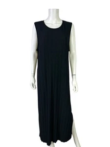 A New Day Women's Dress Black Maxi Tank Knit Flowy Flat Pleat Side Slit Size XL - Picture 1 of 10
