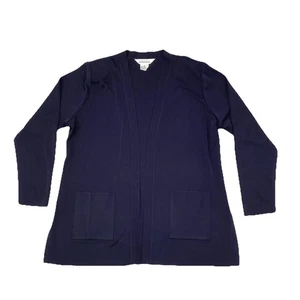 Exclusively Misook Damen Strickjacke mit offenen Fronttaschen Acryl dunkelblau Gr. L - Bild 1 von 10