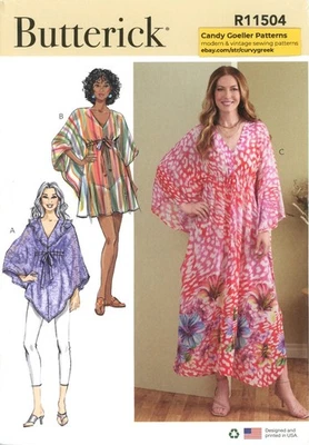 Butterick R11504 Caftans in 2 Lengths w Drawstring Waist Sz 18-26 UNCUT B6900 - Image 1 of 4