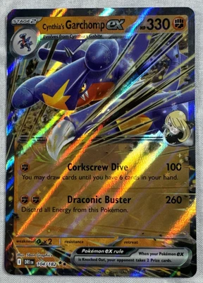 Pokemon TCG Cynthia's Garchomp ex 104/182 Sv10: Destined Rivals Holo NM - Image 1 of 2