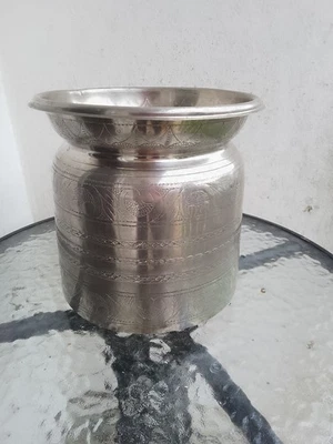 Ancien pot à lait  laiton argenté 7.5l - Photo 1/3