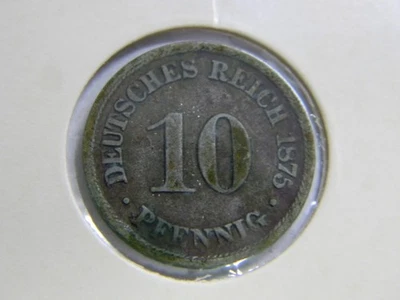 1875 B Germany 10 Pfennig NICE Old German Empire Coin Imperial Eagle Fine - Image 1 of 2