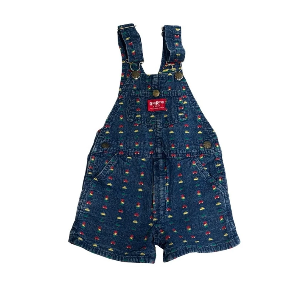 Vintage Oshkosh B’Gosh Cars Denim Traffic Lights Shorts Overalls USA Made 4T - Image 1 of 4