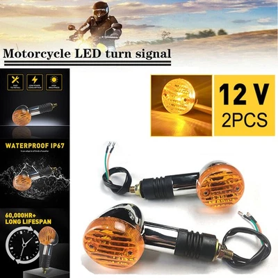 2/4x Motorcycle Motorbike Turn Signal Light Indicators Lamp Amber Mini ABS 12V J - Image 1 of 4