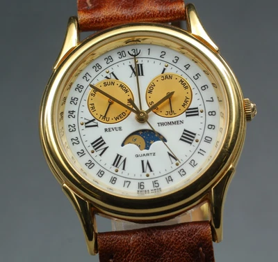 Revue Thommen Triple Date Moonphase M-7222001 Gold 35mm Quartz Men’s Watch - Image 1 of 4