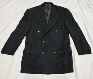Vintage Ermenegildo Zegna Trofeo Blazer Mens 40R Black Dble Breasted Workig Cuff - Picture 1 of 15