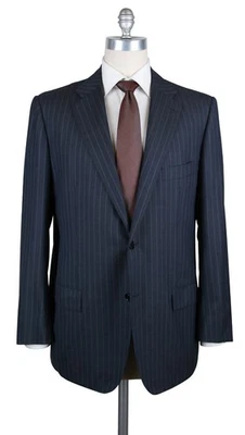 New $8700 Kiton Navy Blue Super 180's Striped Suit - 44/54 - (UA811Z4913R7) - Image 1 of 4